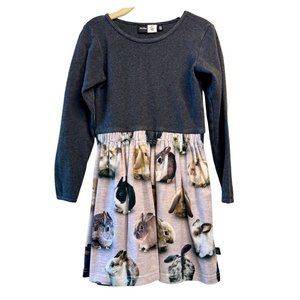 MOLO Bunny Rabbit Dress Girls 5-6 110/116 Organic Cotton Easter PhotoReal Girl